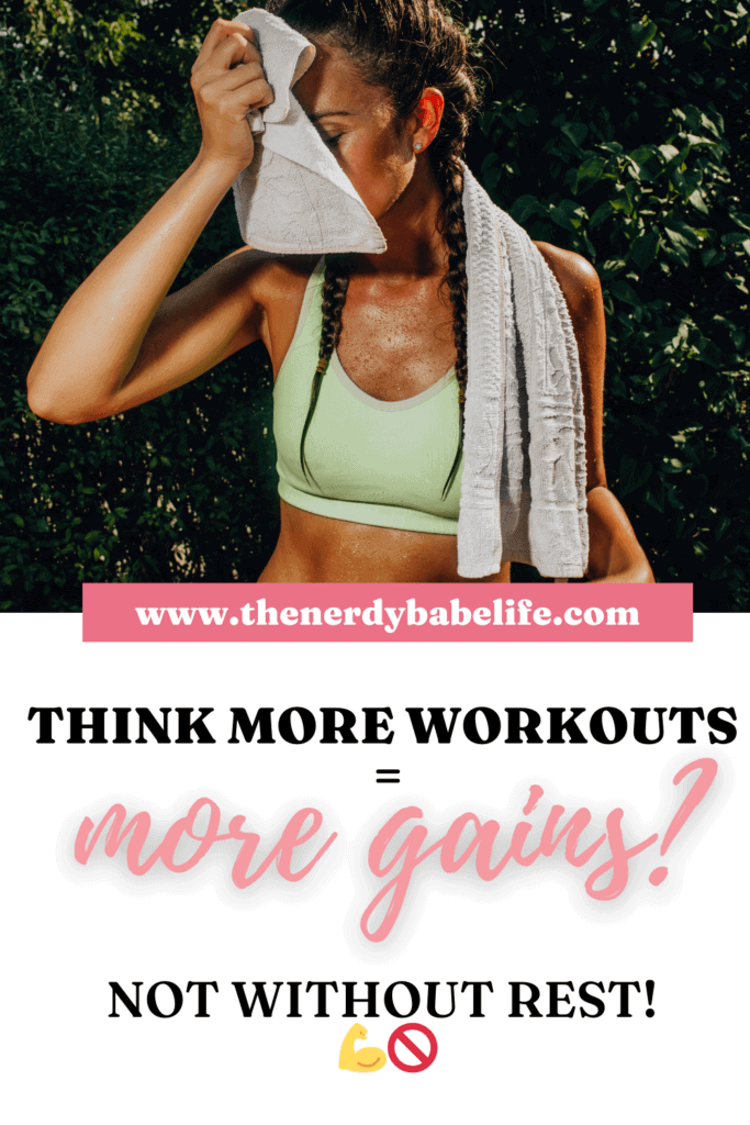 a girl wiping herself off with a towel after a long day at the gym!