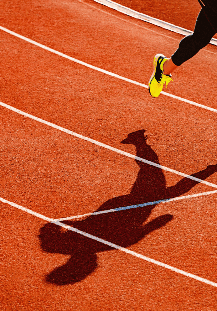 a view of a track with a person running 