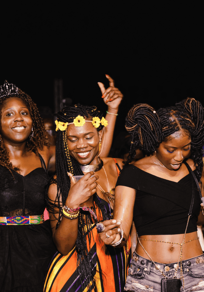 Black women partying and dancing 