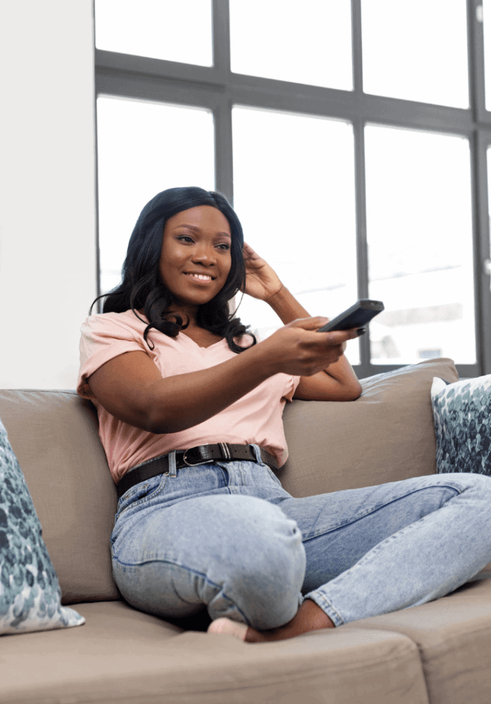 a woman watching a sports anime