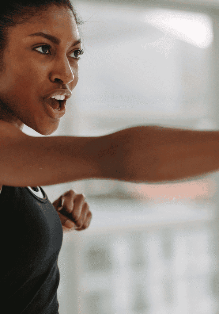 a woman working out during her fitness routine