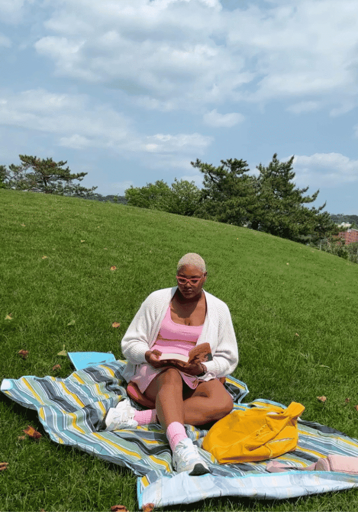 a woman reading and learning how to annotate books
