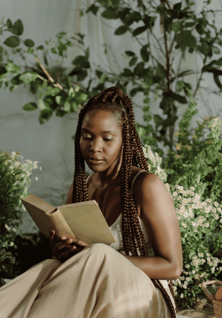black woman reading