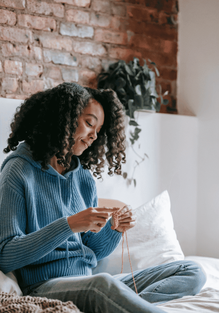 black woman knitting 