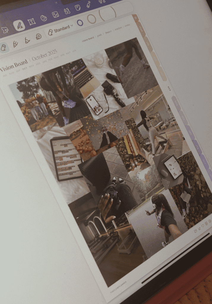 digital planner  showing the monthly vision board