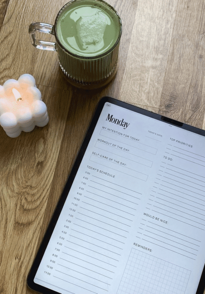 ipad displaying digital planner