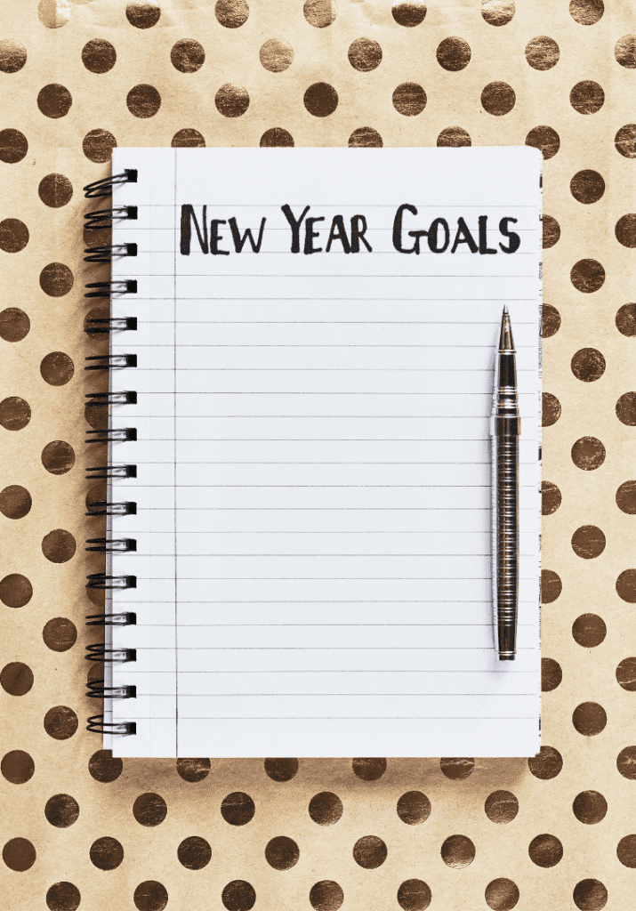 a notepad that says new year goals