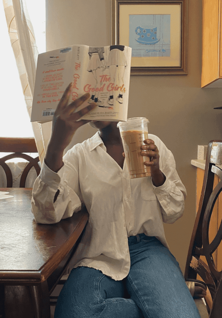 a woman reading a book 