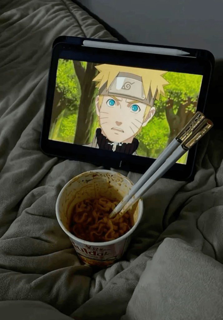 a person watching cozy anime