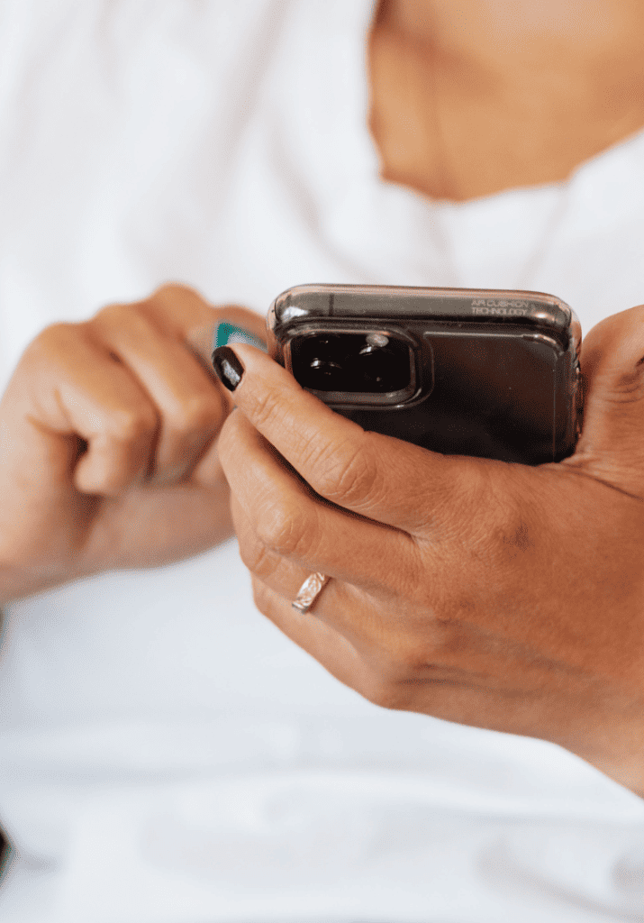 woman scrolling on phone
