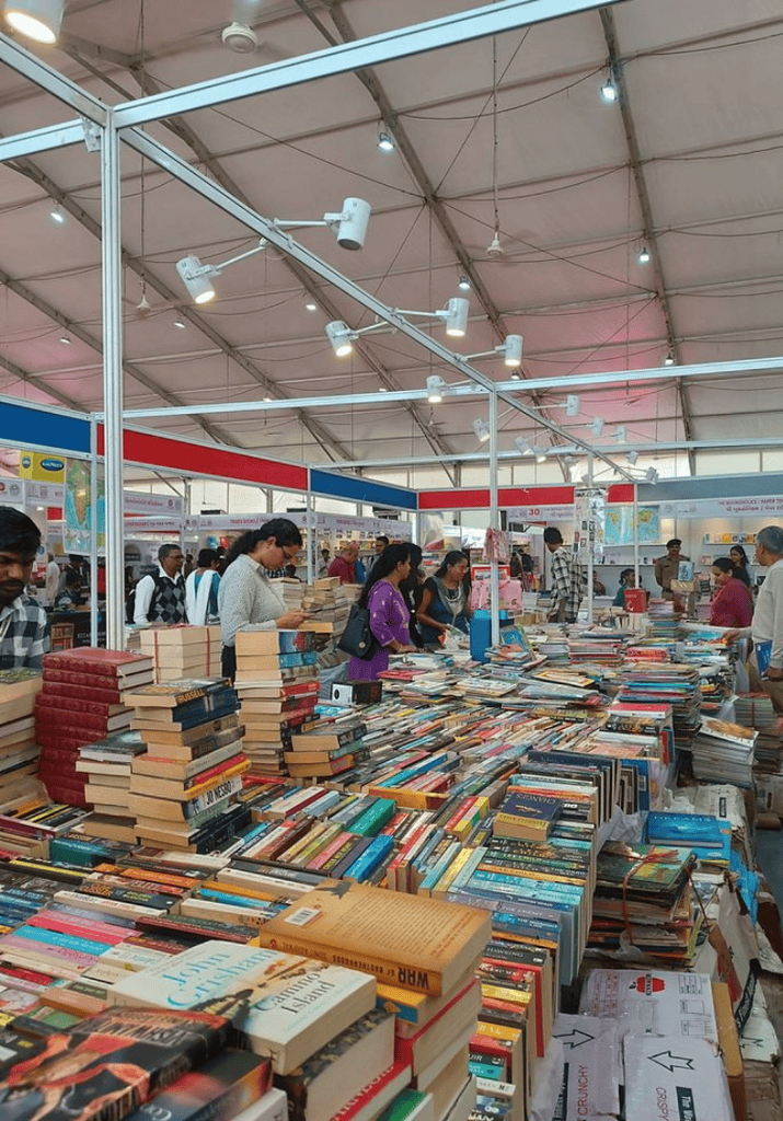 people browsing books at a book festival.